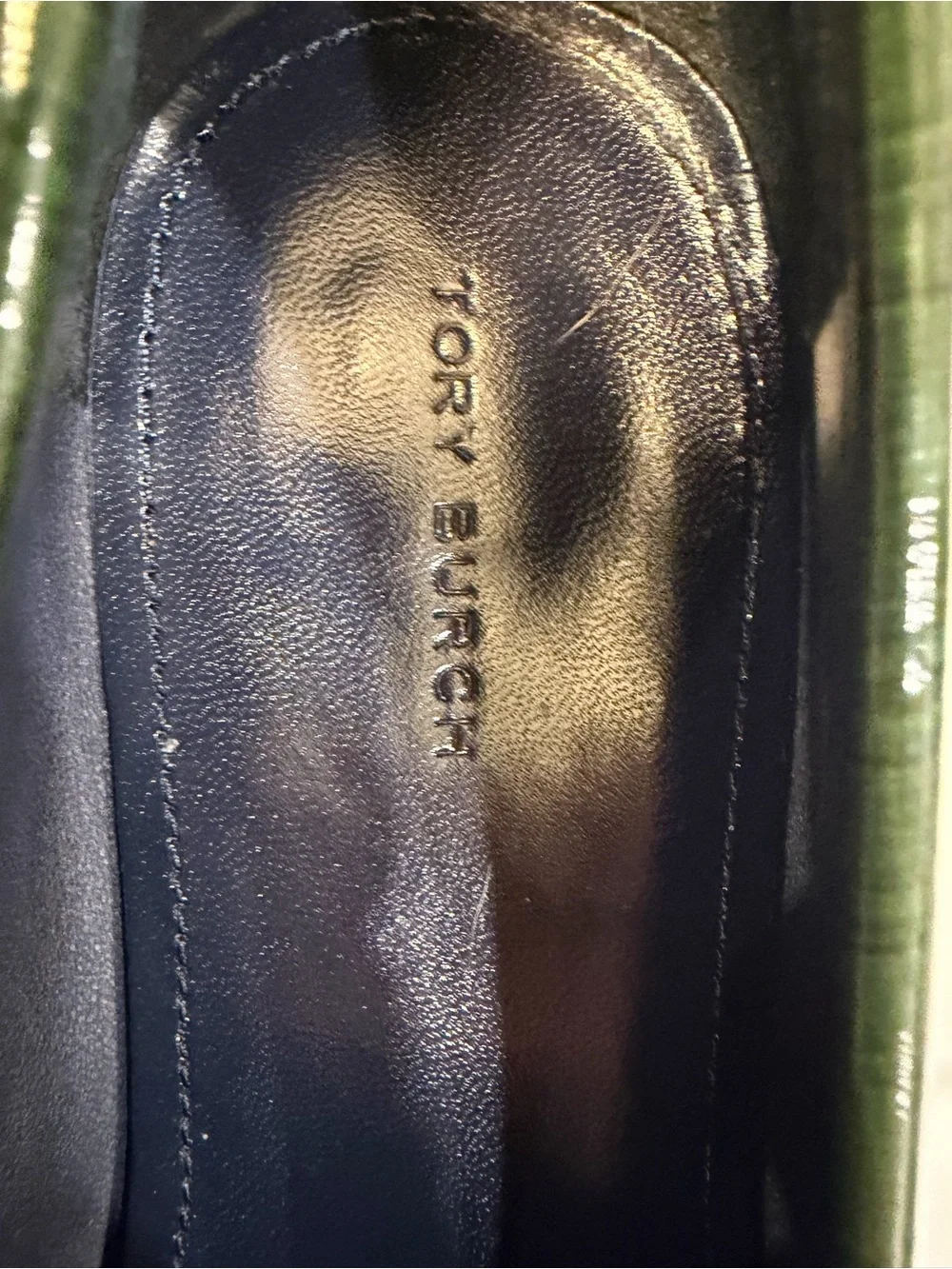 Tory Burch Classic Loafers in Dark Everglade Patent Leather - Size 9 (With COA)